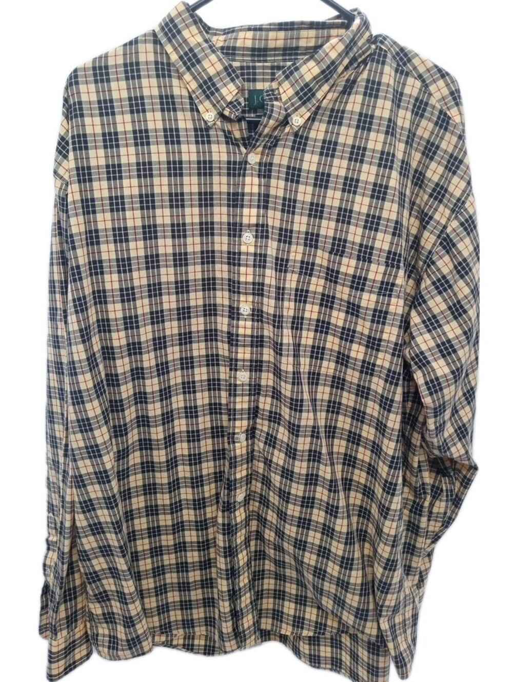 J. Crew Shirt Men's XL Yellow Tartan Plaid Preppy Vibrant Button Up Casual